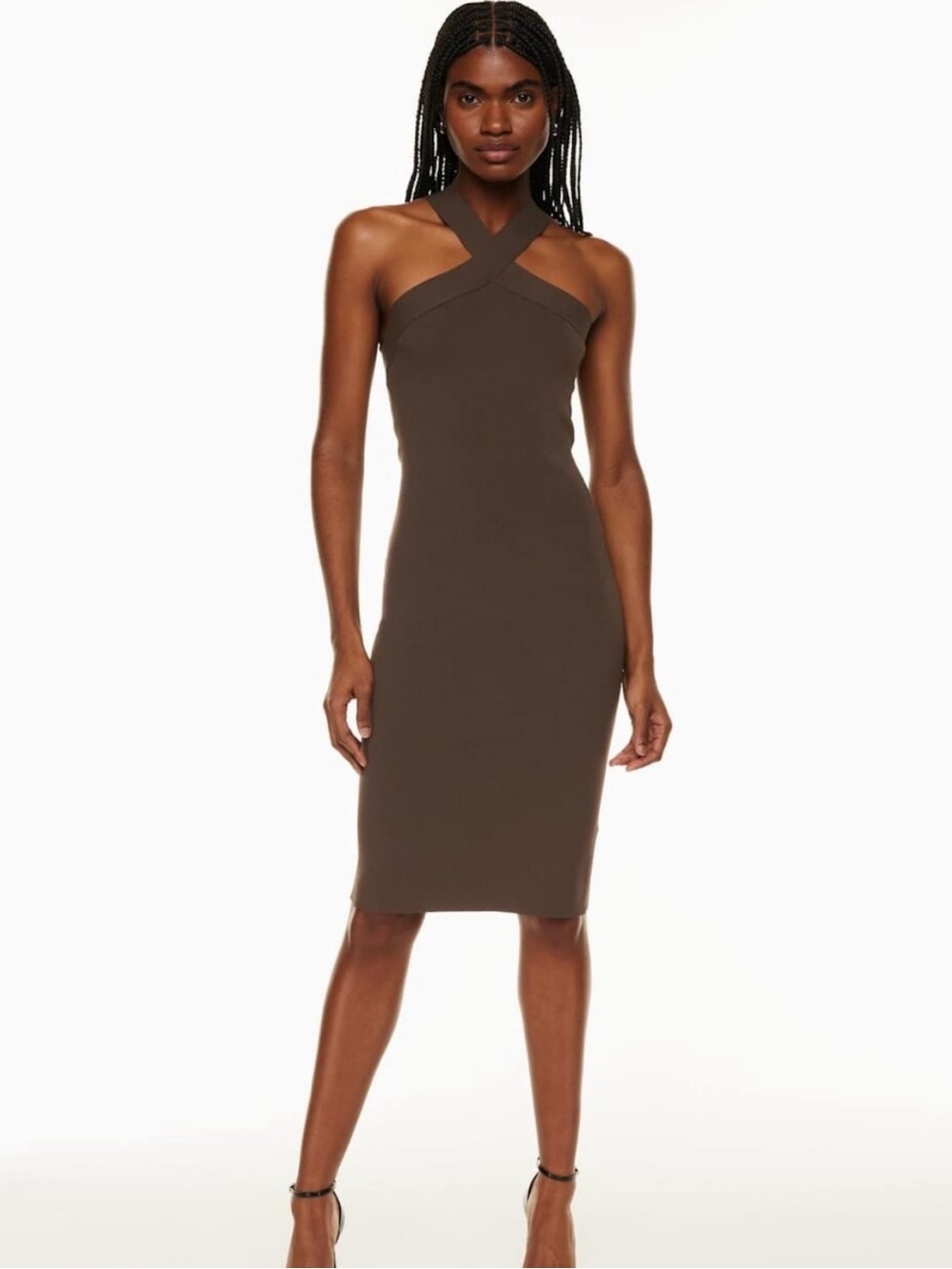 Aritzia Babaton Sculpt Knit Criss Cross Dress Midi length